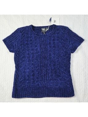 NWT Worth Collection Violette Chenille Honeycomb Cable Knit Tee